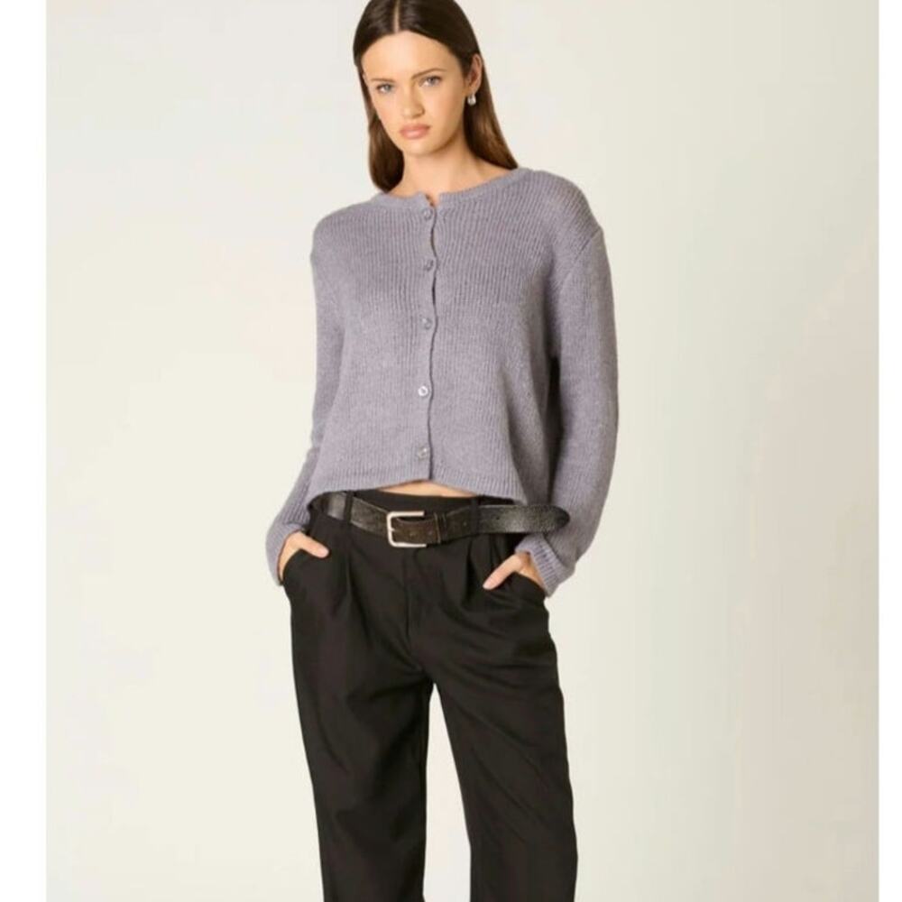 NWT NIA The Brand Ariana Cardigan Sweater Gray Wool Blend Relaxed Knit Plus $98